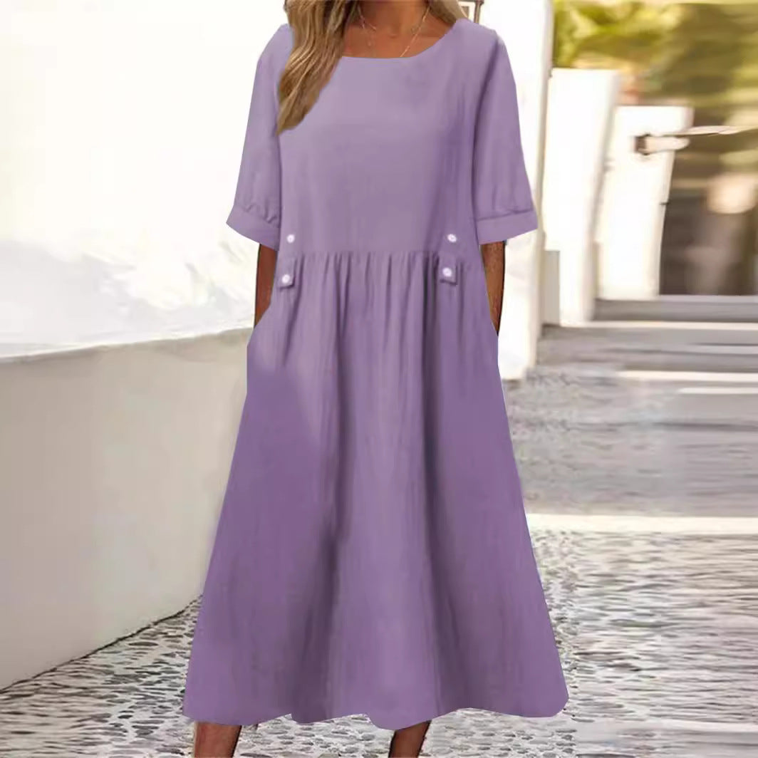 Morgane™| Alyssa Robe en coton et lin