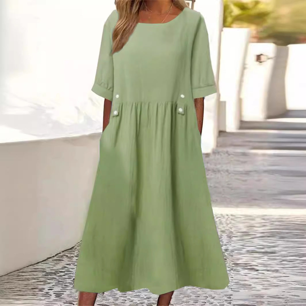Morgane™| Alyssa Robe en coton et lin